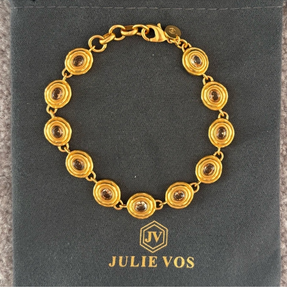 Julie Vos Gold and Clear Crystal Link Bracelet - Picture 5 of 6